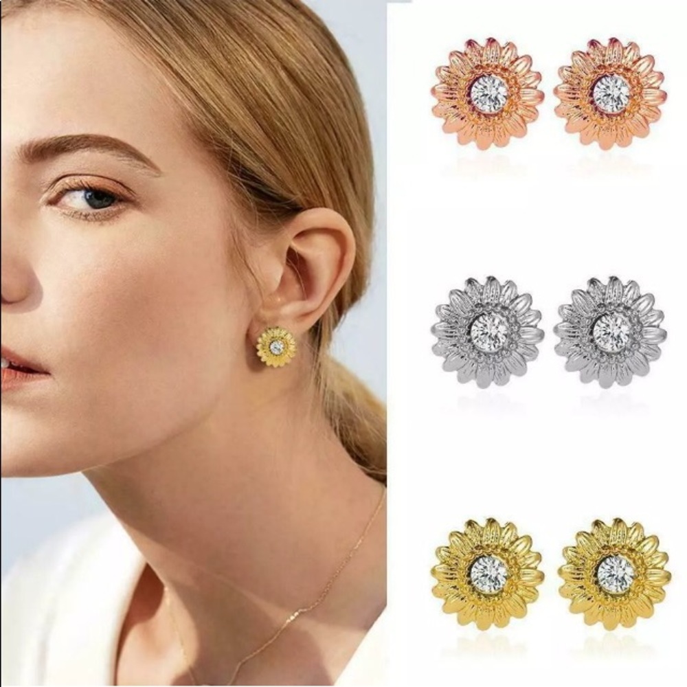 ❤️gorgeous gold sunflower stud earrings - Picture 6 of 10